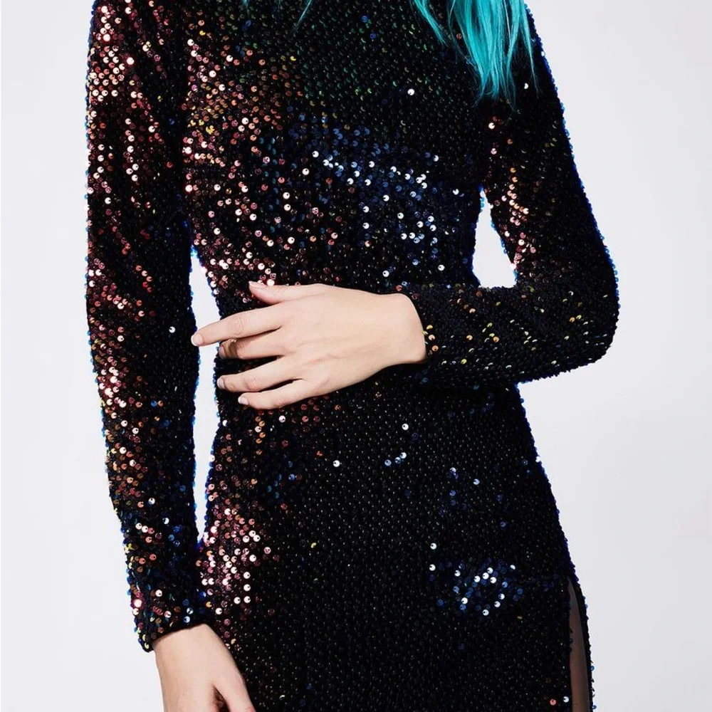 Motel Rocks Sequin Long Sleeve Mini Dress - Picture 3 of 8